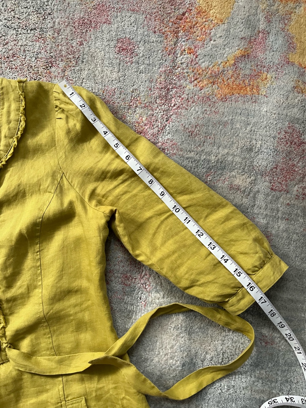 BODEN Yellow Ruffled Front Linen Dress with tie - Picture 10 of 13